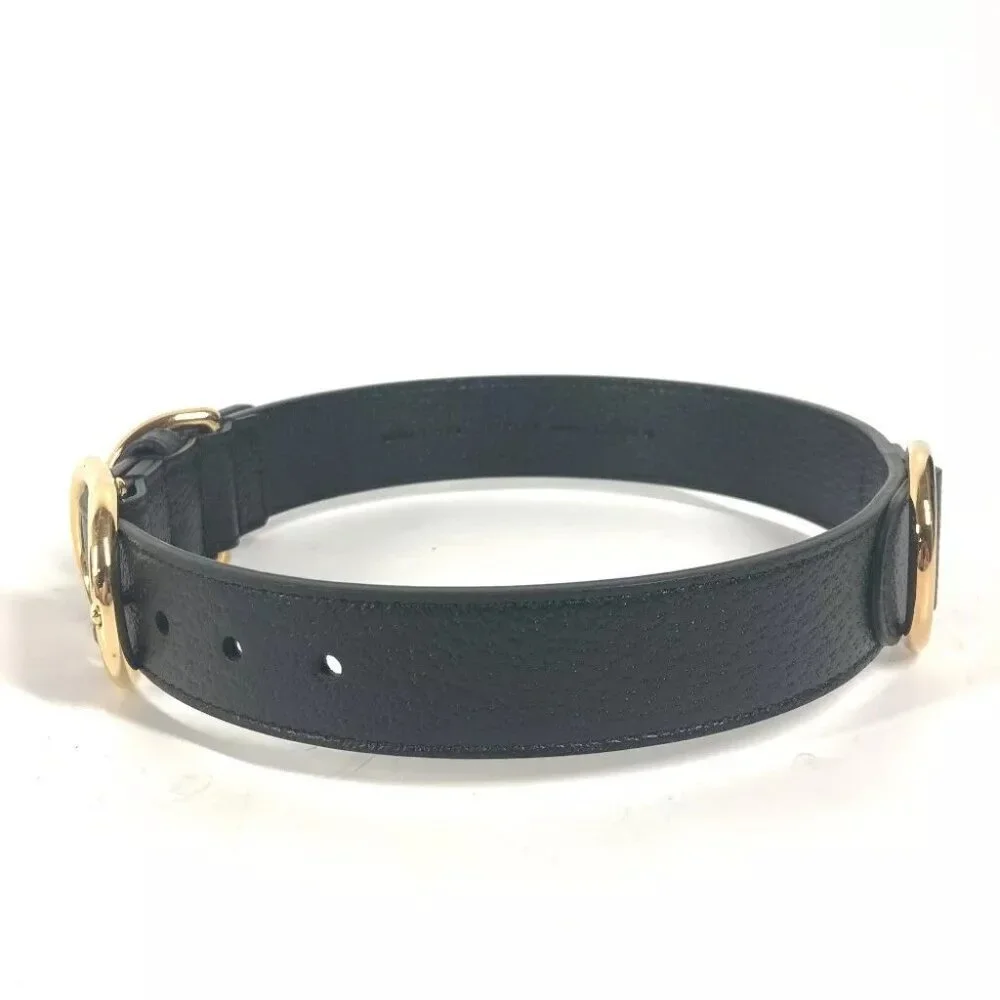 GUCCI 695256 GG Large/Extra Large Pet Dog Collar Black/GoldHardware Unused